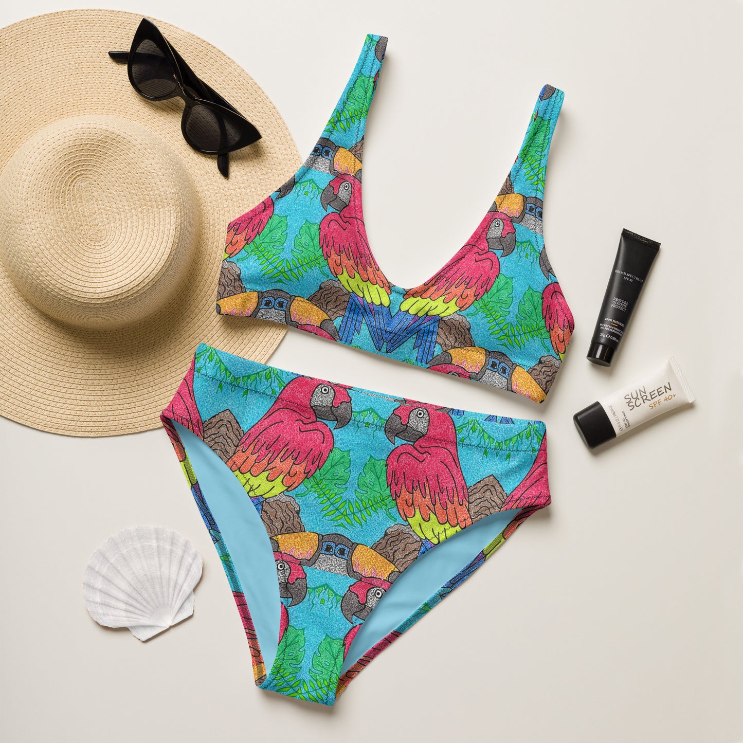 Parrot Maze High-Waisted Bikini