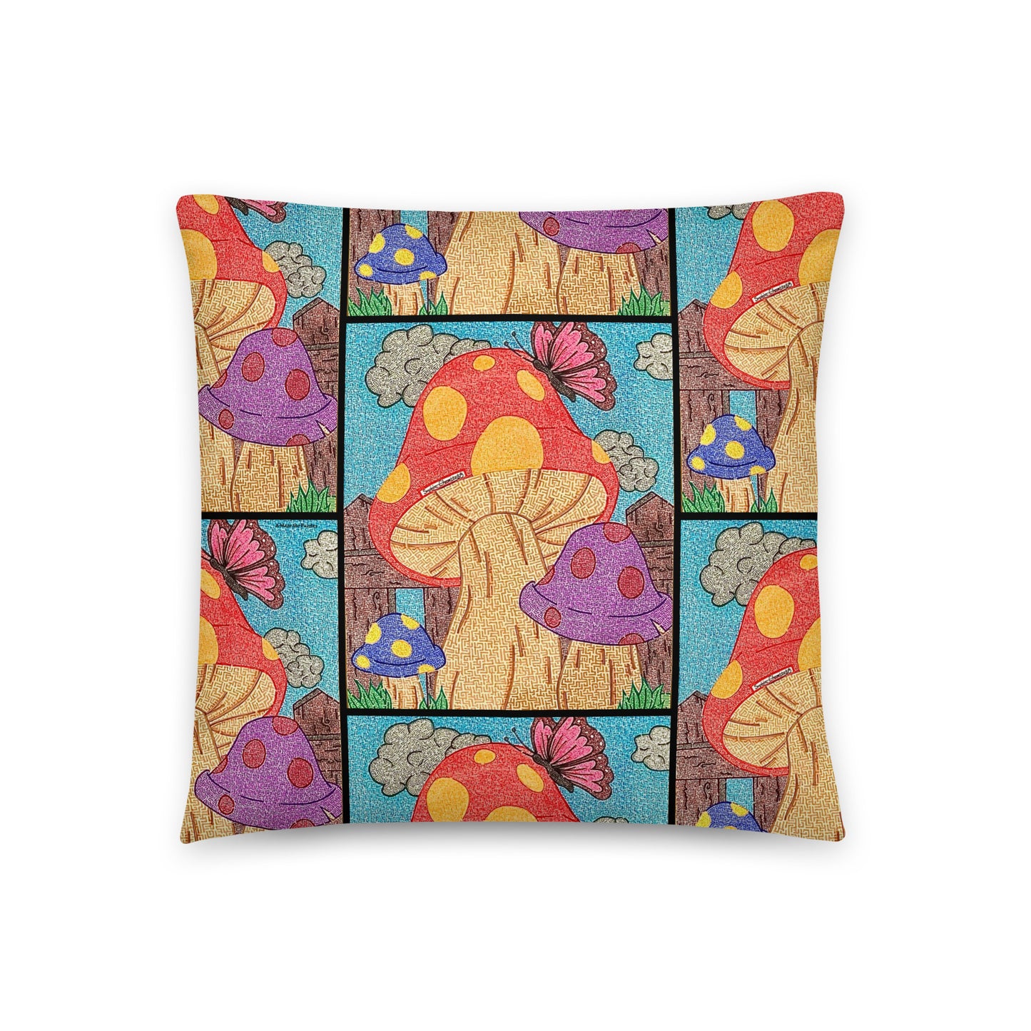 Mushrooms Maze Throw Pillow