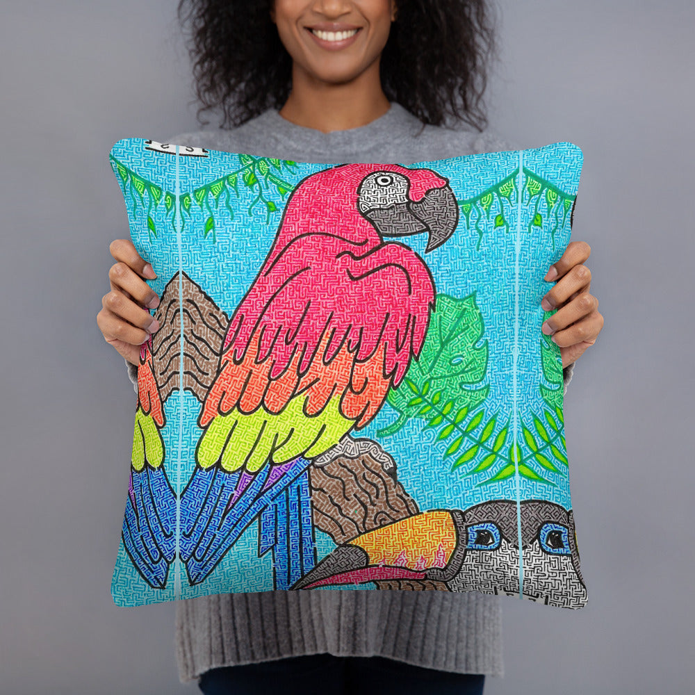 Parrot Maze Throw Pillow