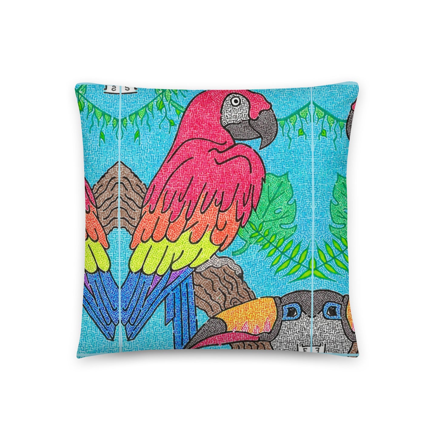 Parrot Maze Throw Pillow