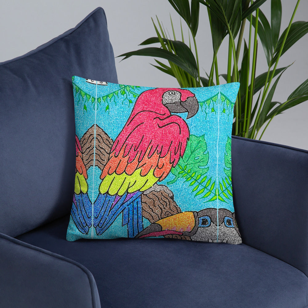 Parrot Maze Throw Pillow