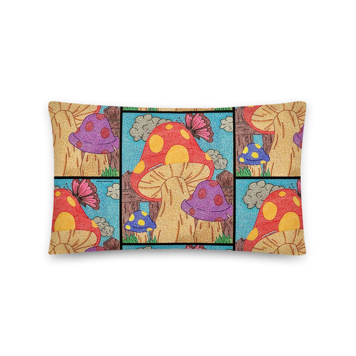 Mushrooms Maze Throw Pillow