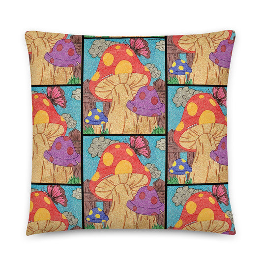 Mushrooms Maze Throw Pillow