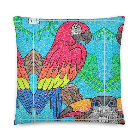 Parrot Maze Throw Pillow