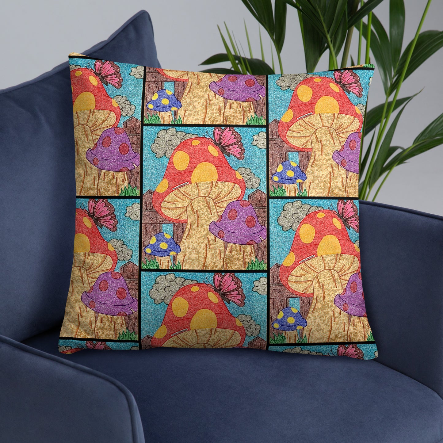 Mushrooms Maze Throw Pillow