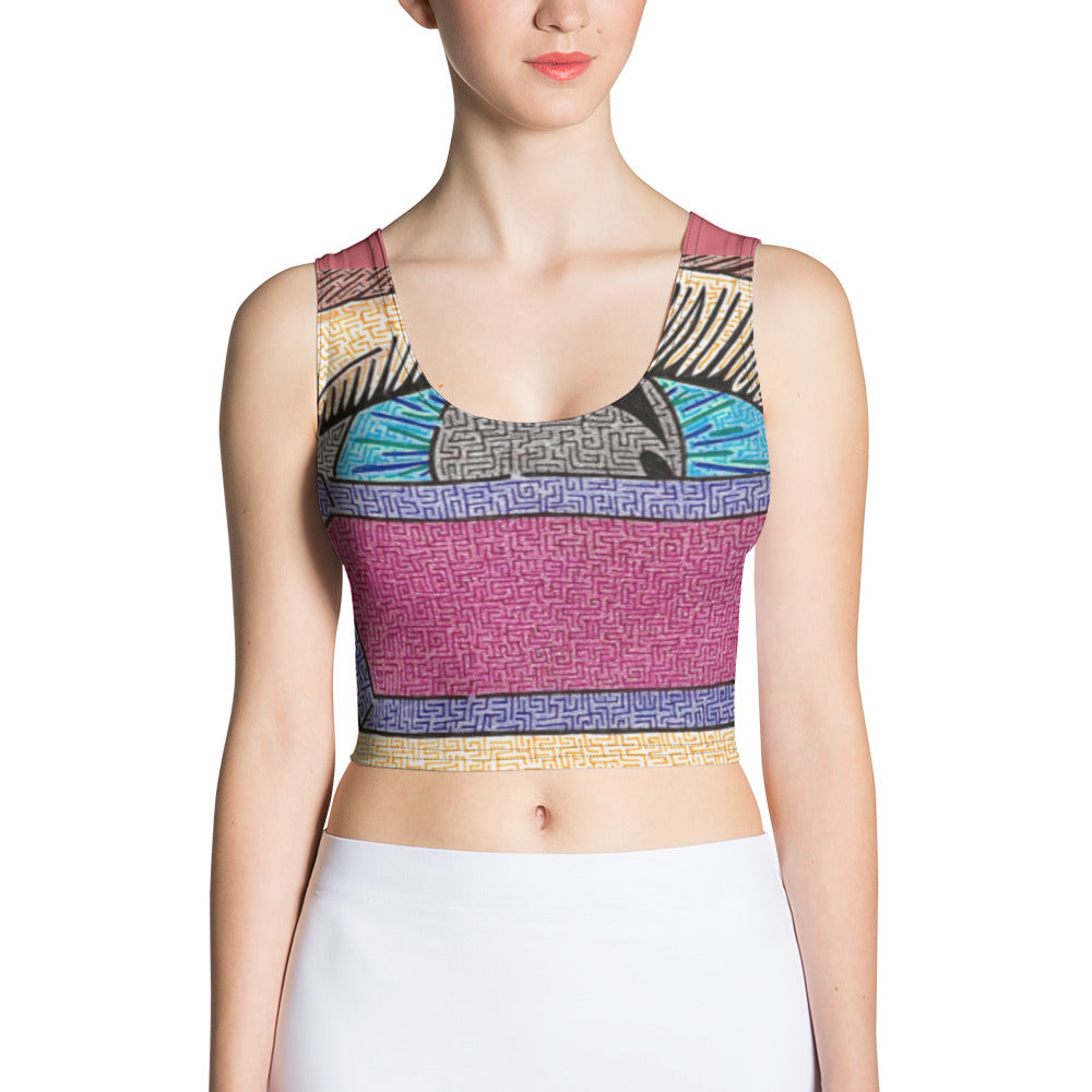 Women's Eye Pop-Art Maze Crop Top