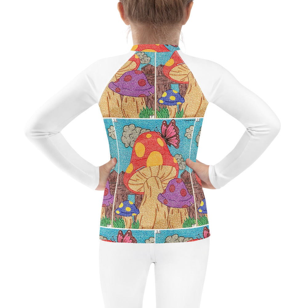 Mushrooms Maze Kids Rash Guard