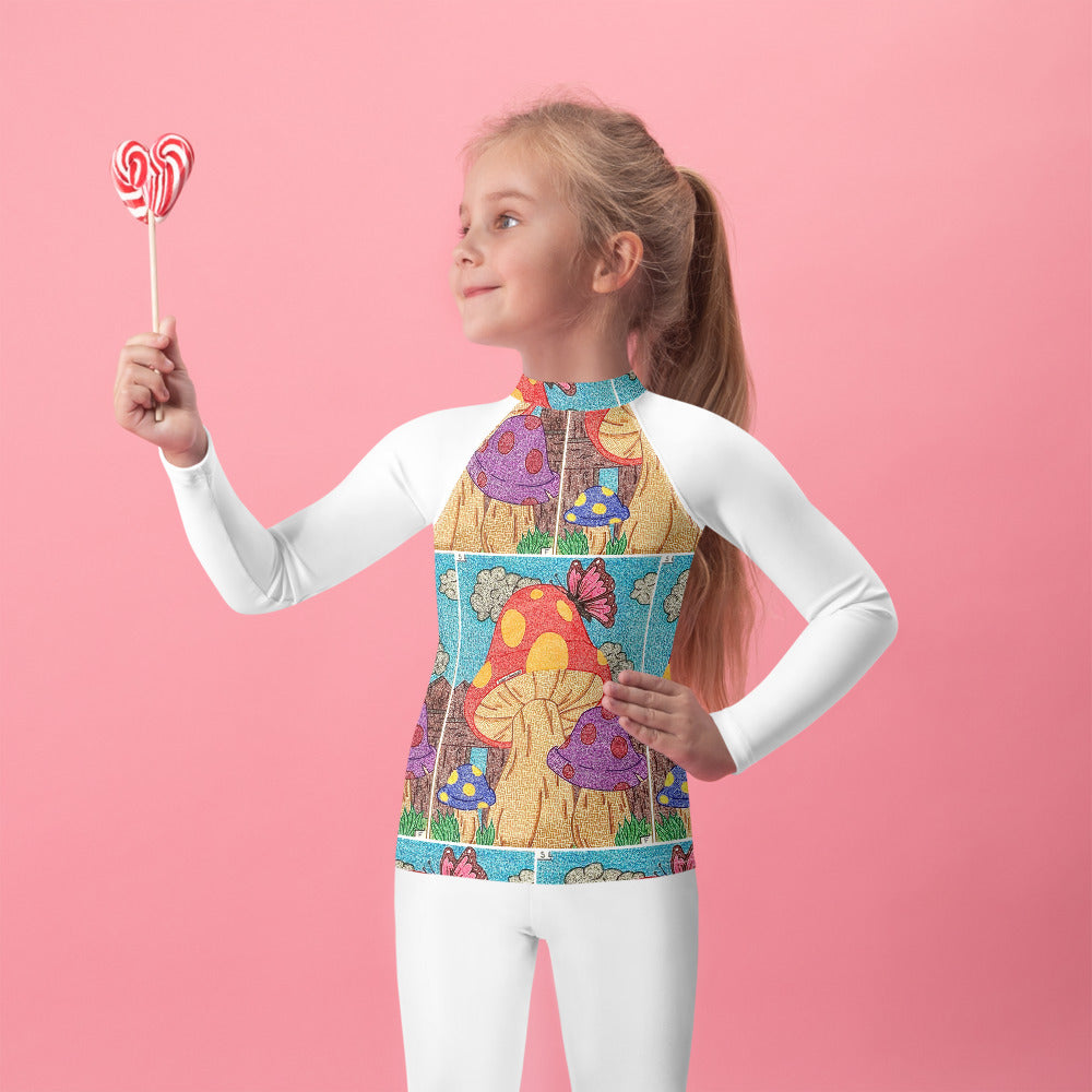 Mushrooms Maze Kids Rash Guard