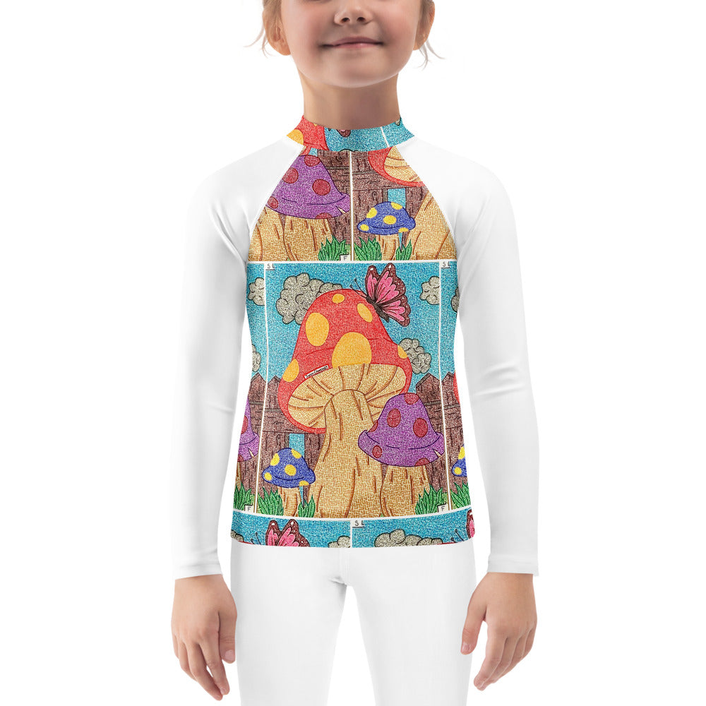 Mushrooms Maze Kids Rash Guard