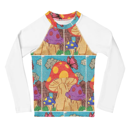 Mushrooms Maze Kids Rash Guard