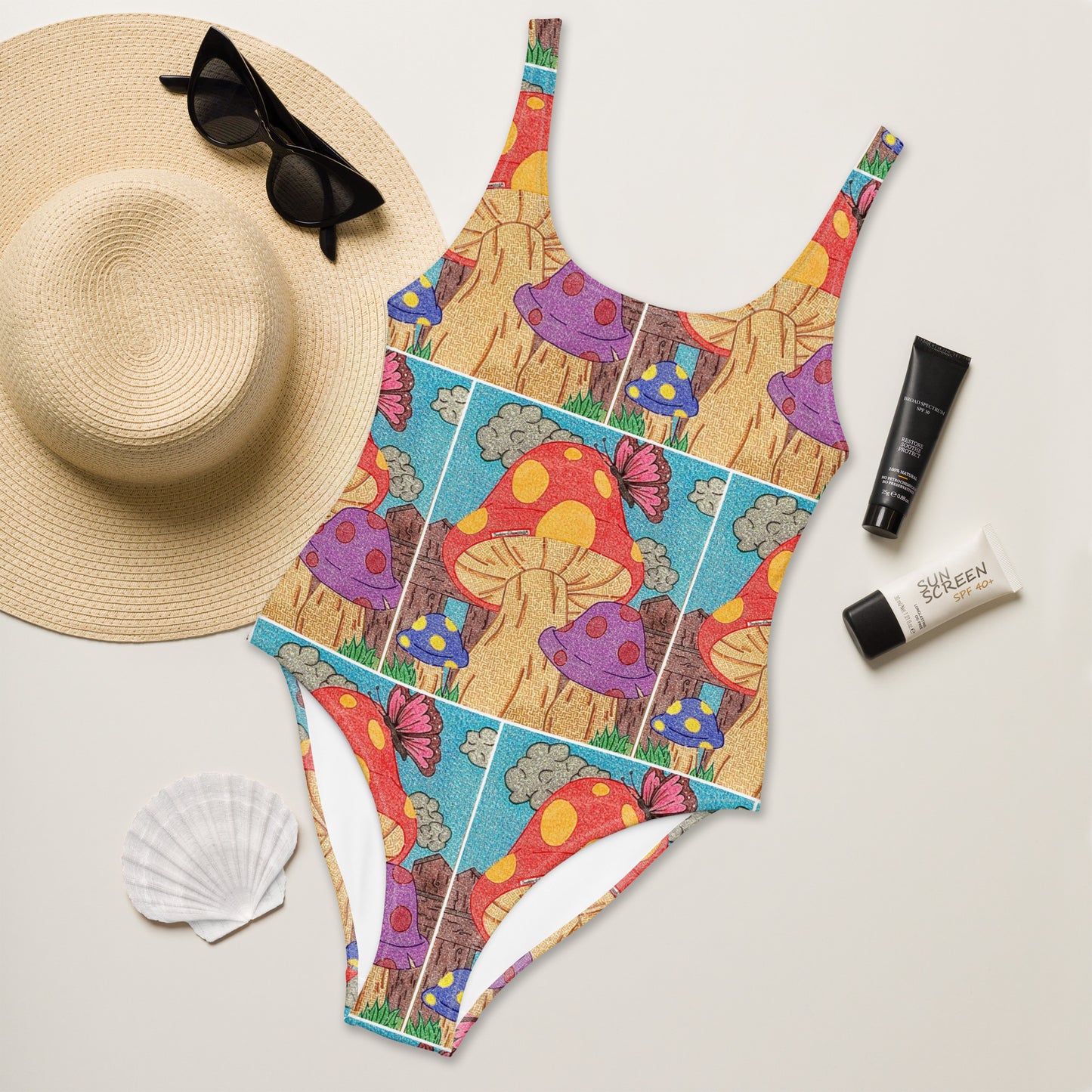 Mushrooms Maze One-Piece Swimsuit