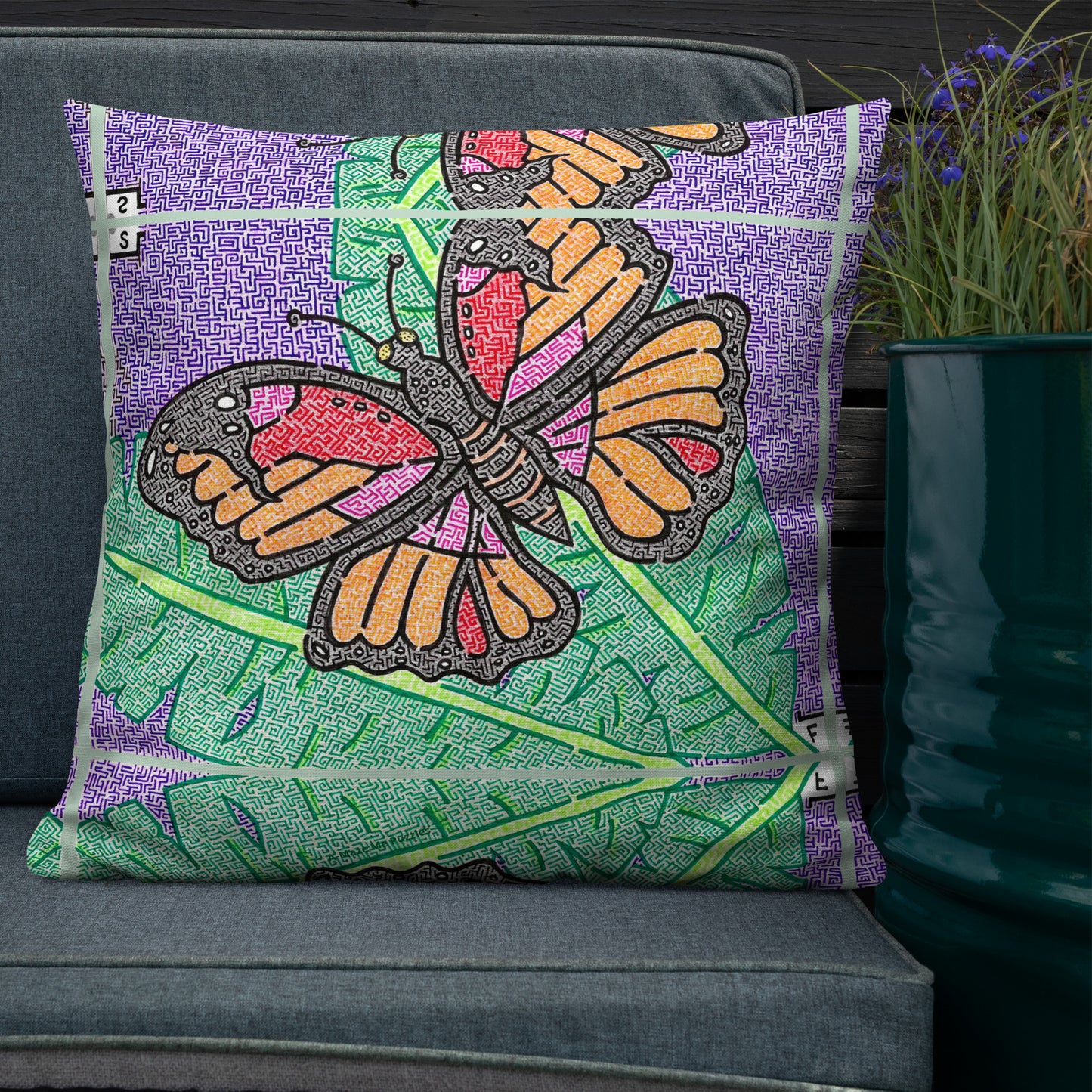 Butterfly Maze Throw Pillow