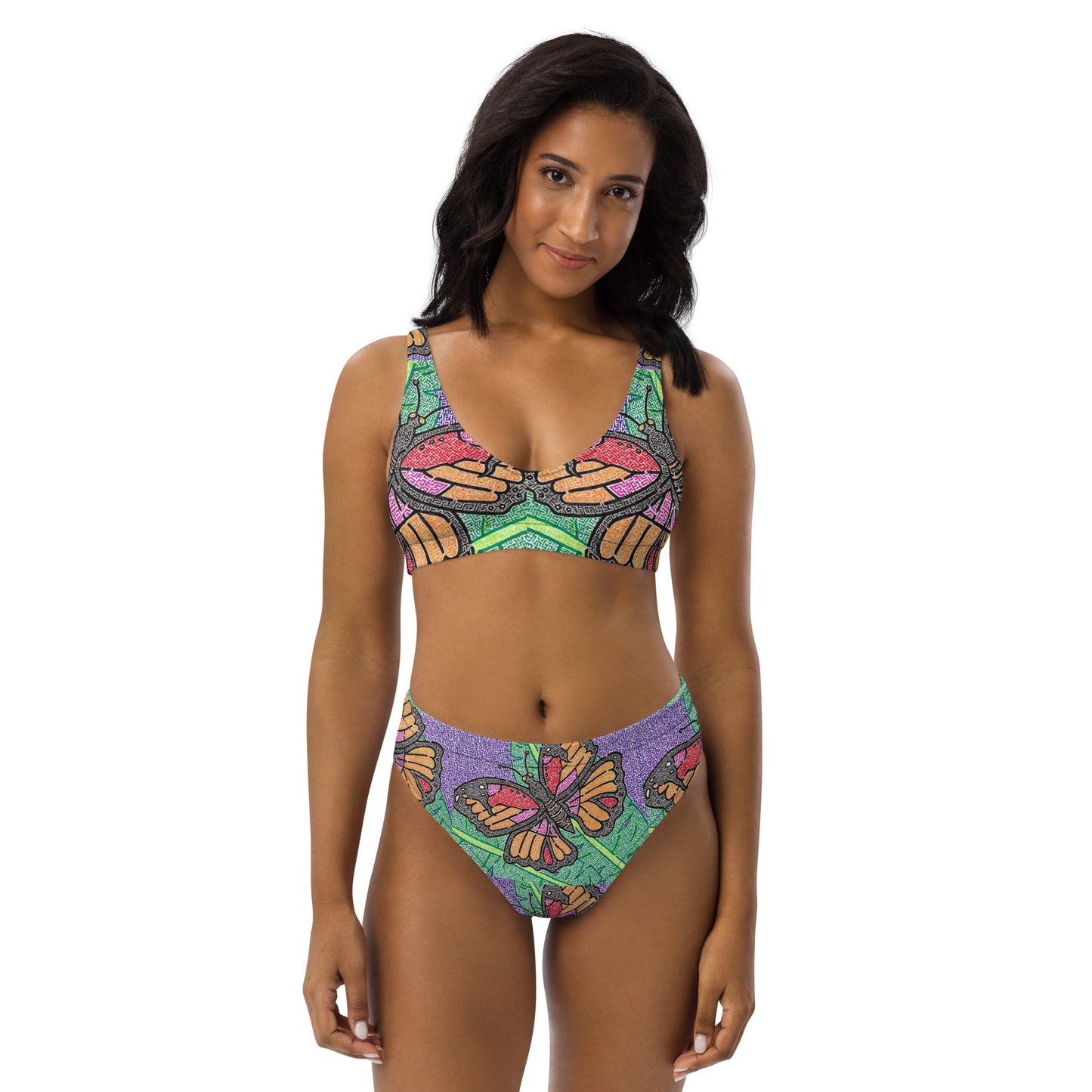 Butterfly Maze High-Waisted Bikini