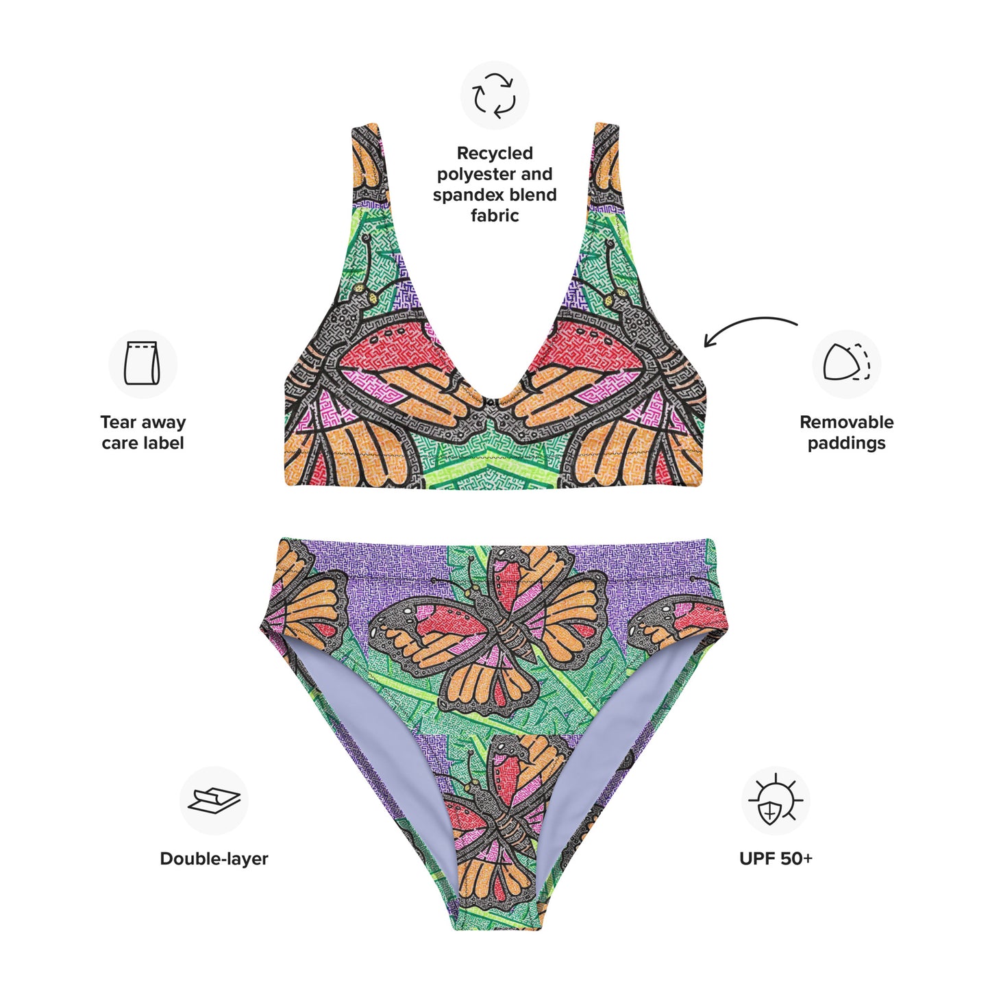 Butterfly Maze High-Waisted Bikini