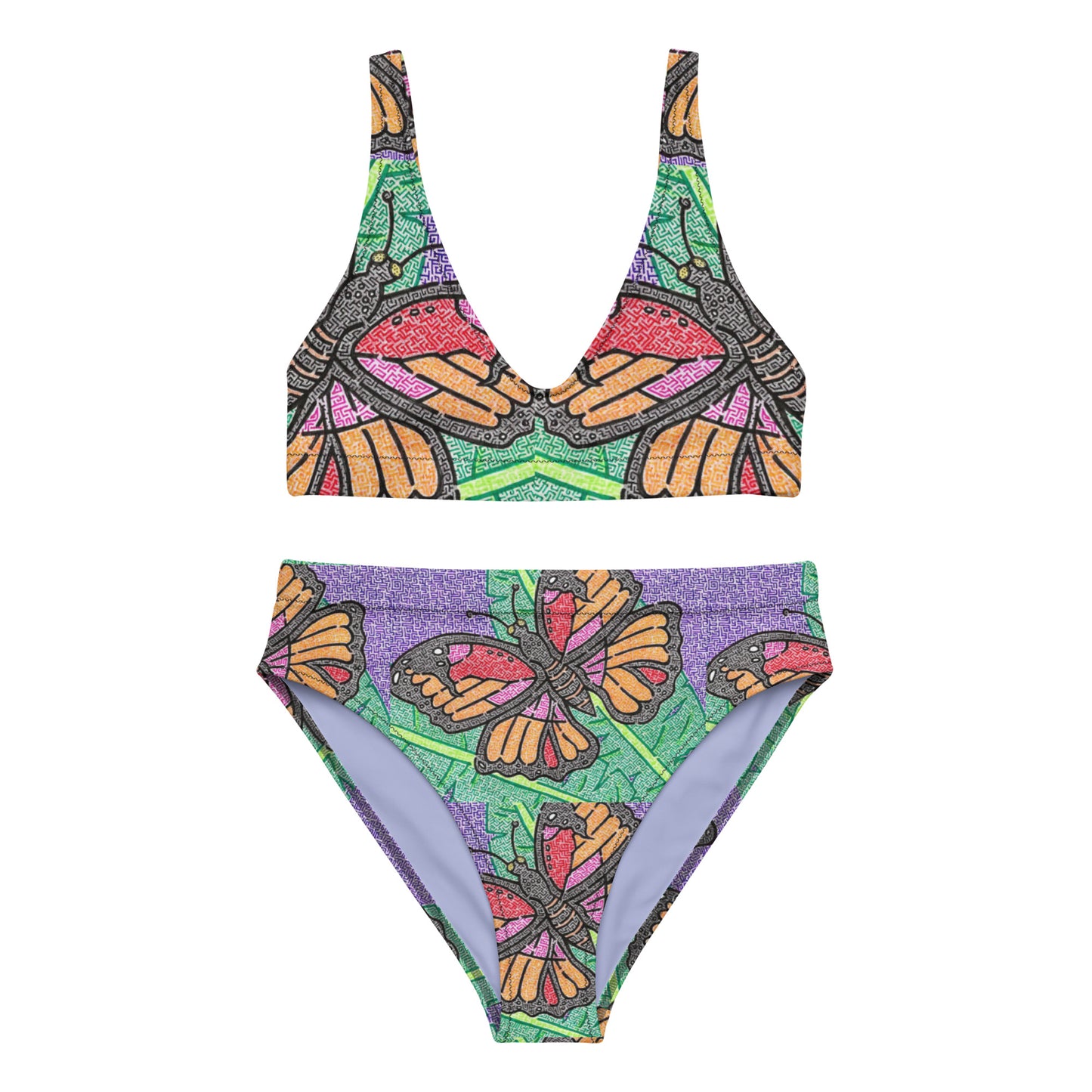 Butterfly Maze High-Waisted Bikini