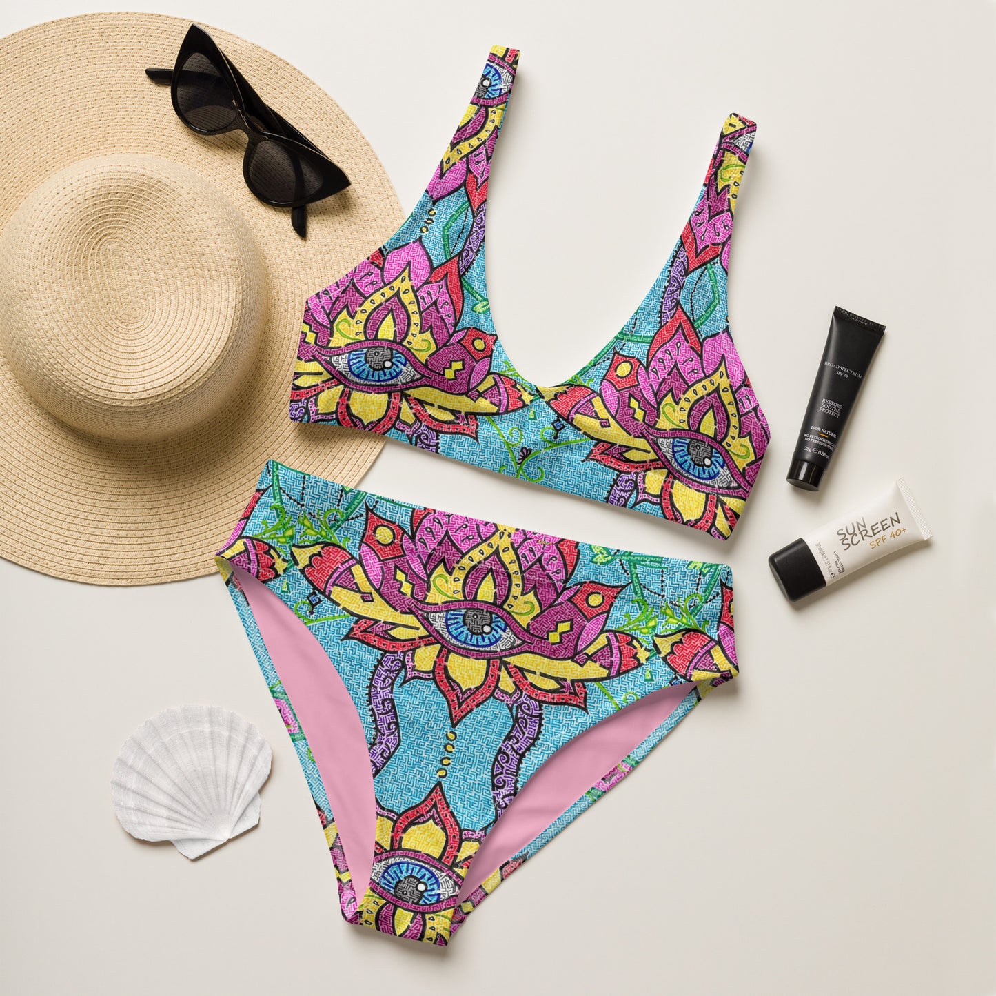 Mandala Maze High-Waisted Bikini