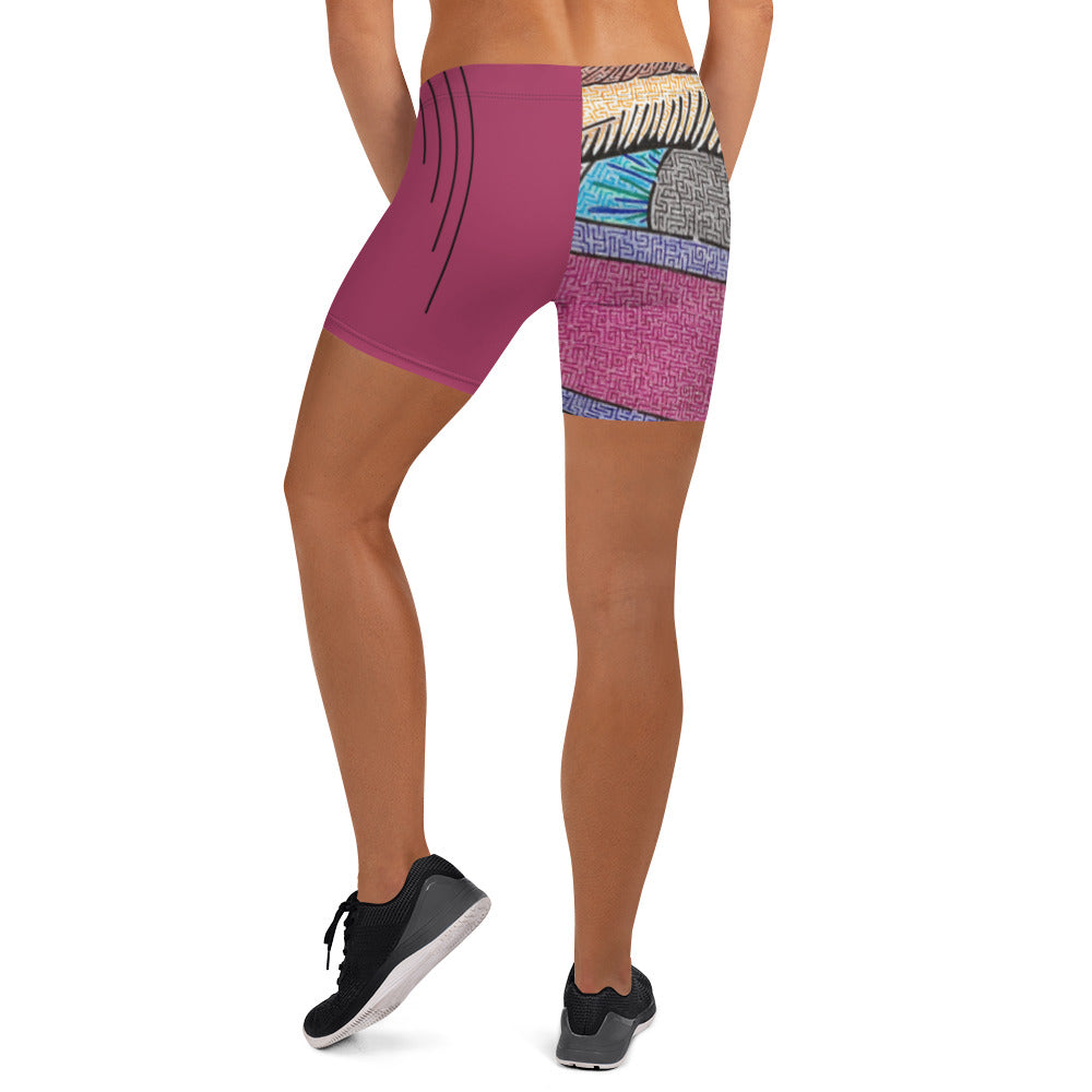 Eye Pop-Art Maze Workout Shorts