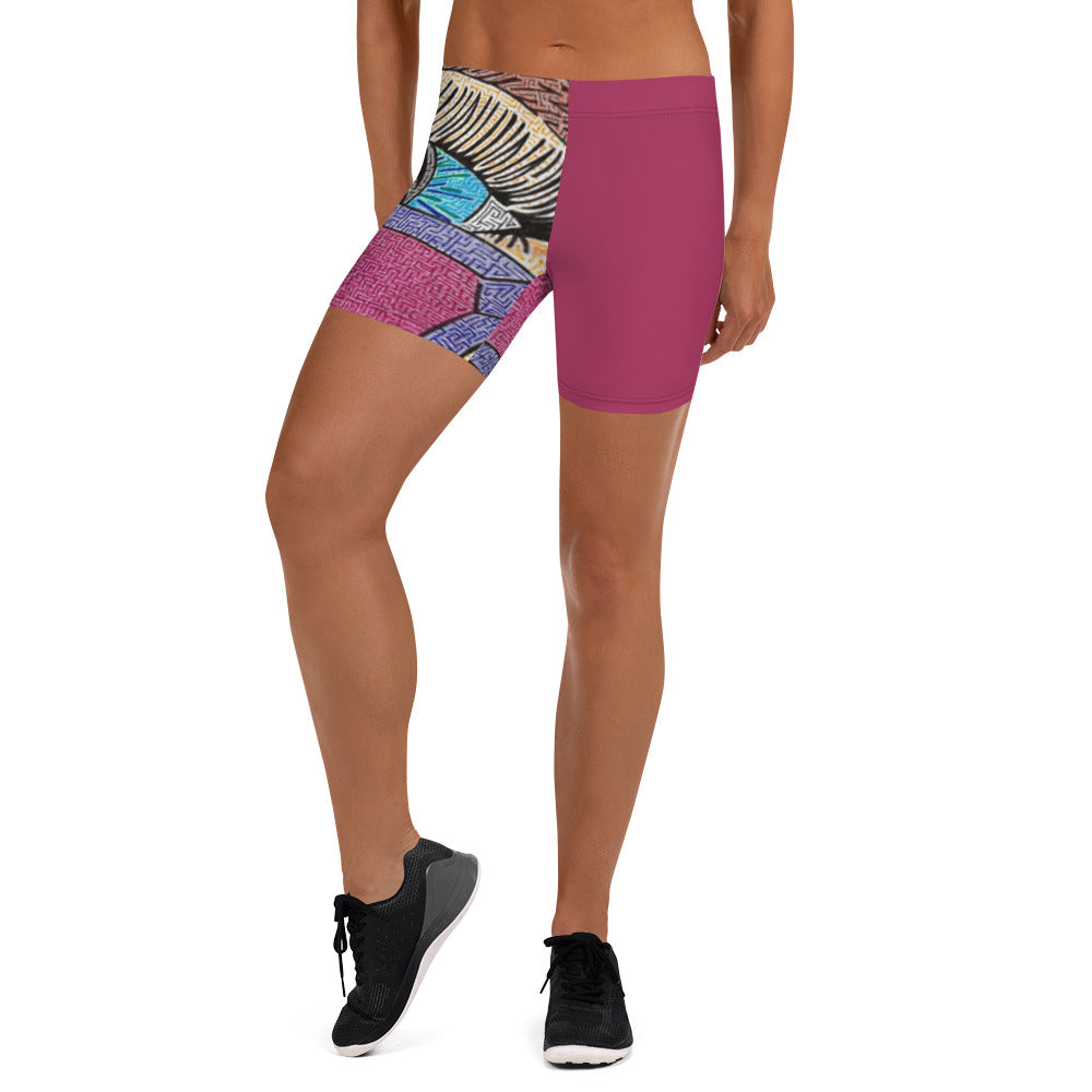 Eye Pop-Art Maze Workout Shorts