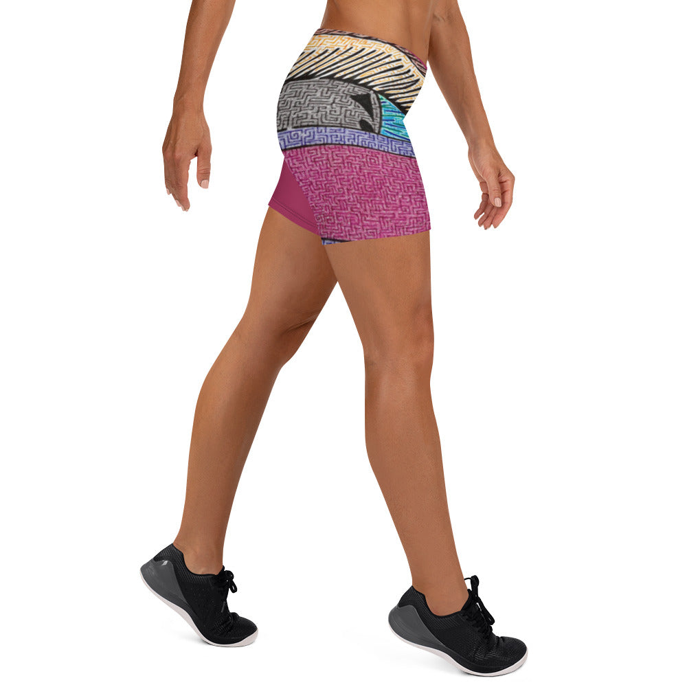 Eye Pop-Art Maze Workout Shorts