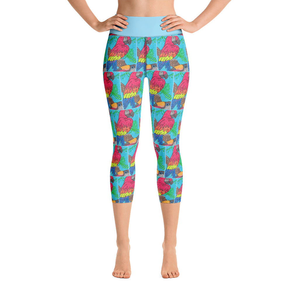 Parrot Maze Yoga Capri Leggings