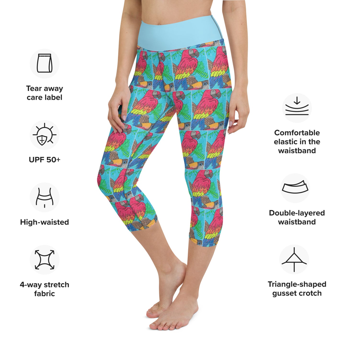 Parrot Maze Yoga Capri Leggings