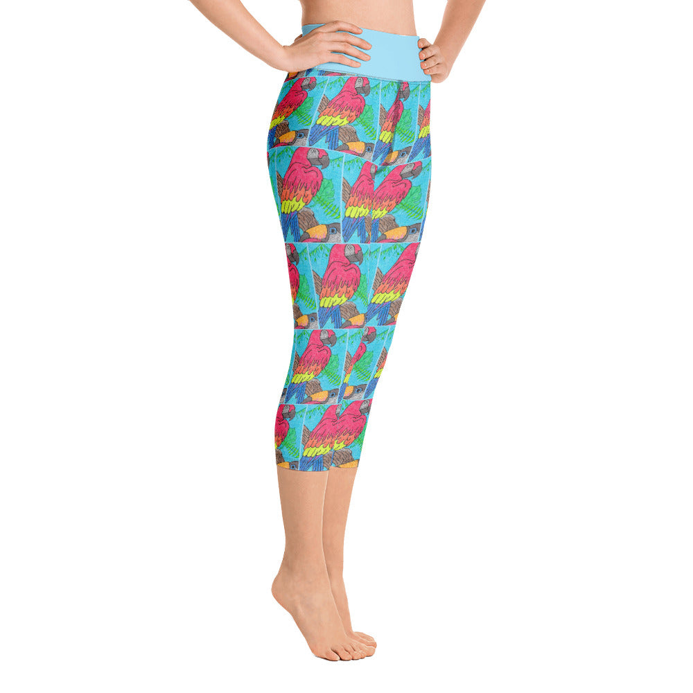 Parrot Maze Yoga Capri Leggings