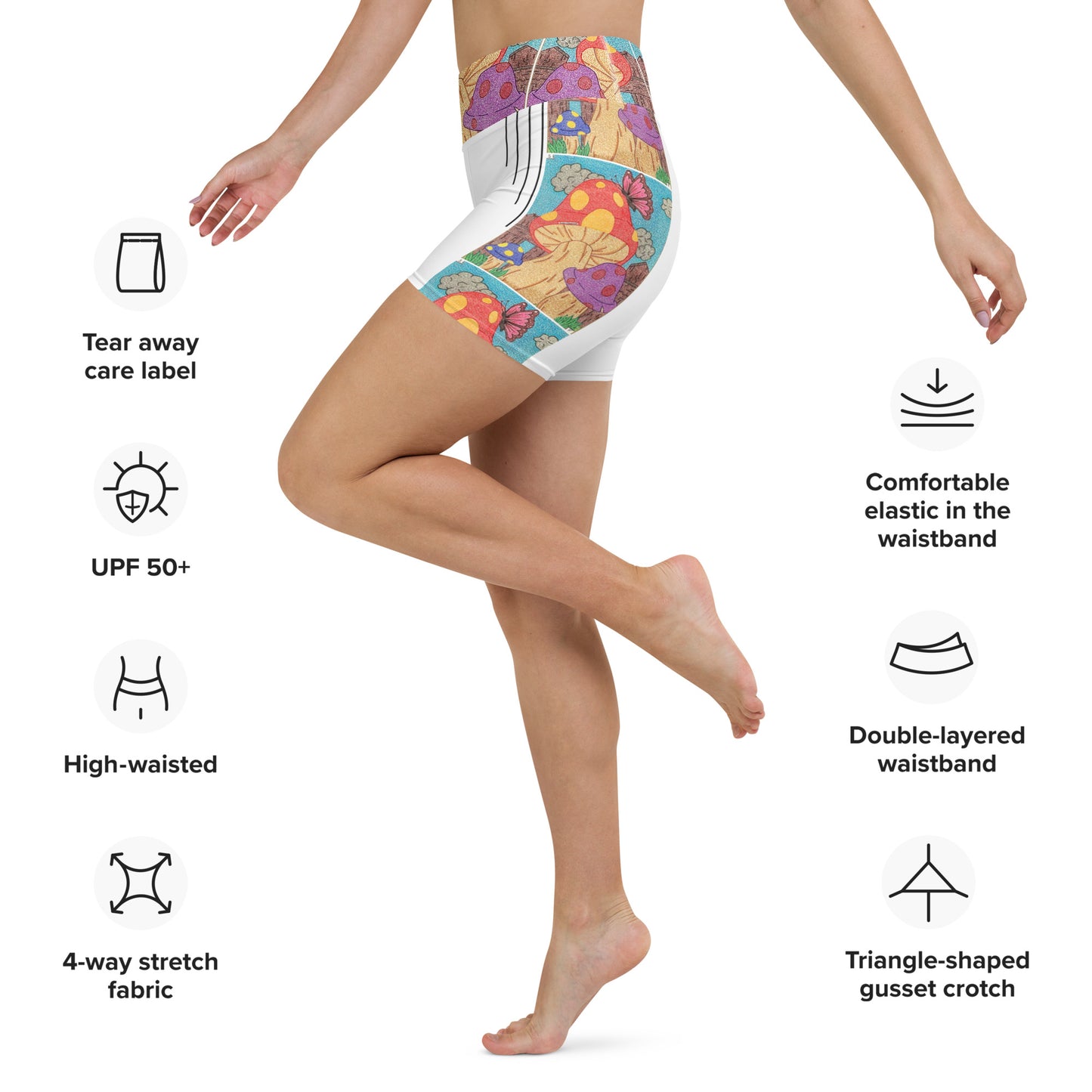 Mushrooms Maze Yoga Shorts