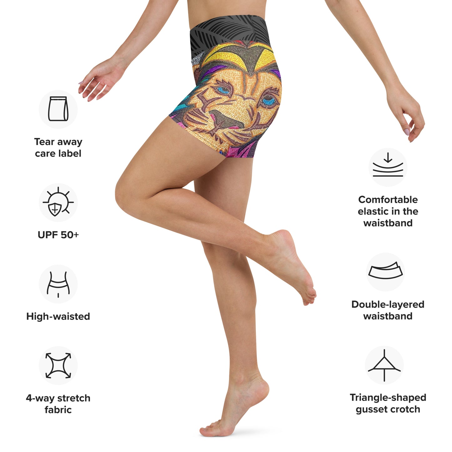 Lion Maze Yoga Shorts