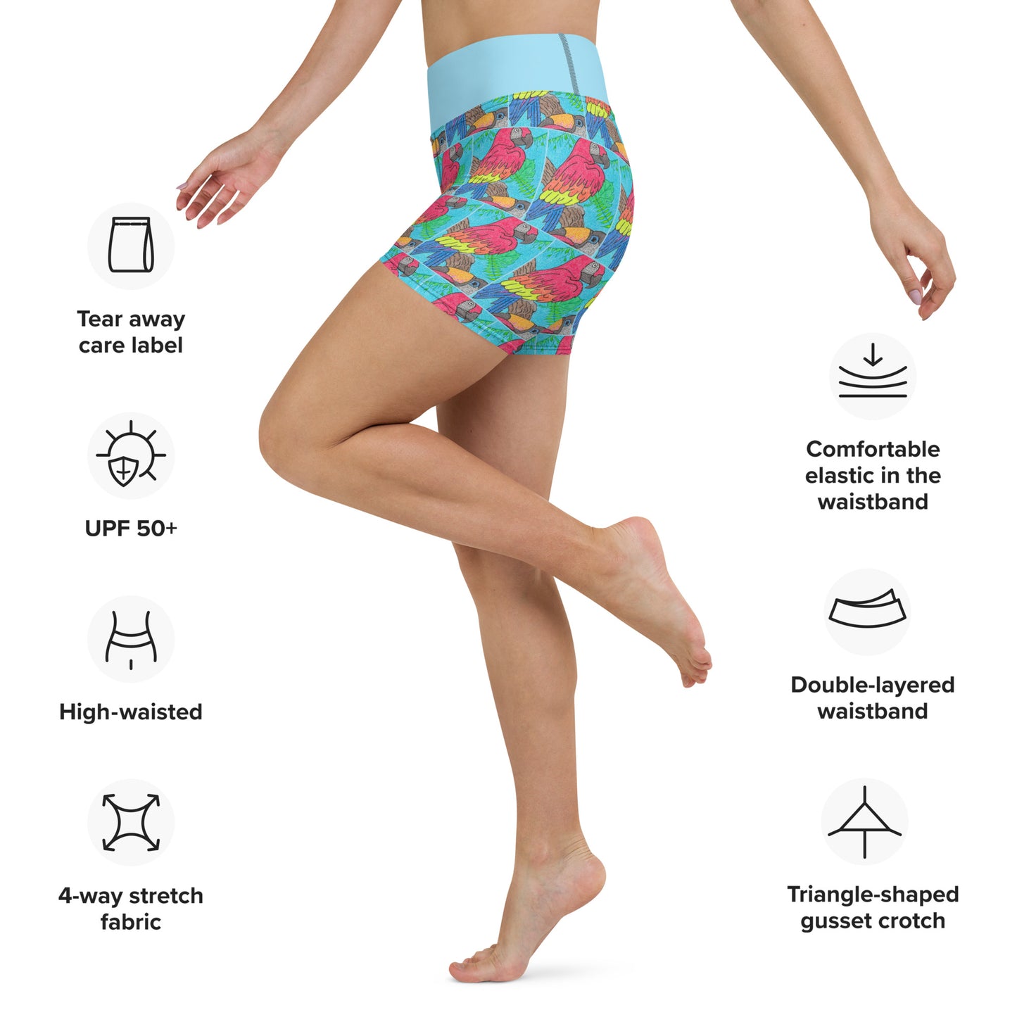 Parrot Maze Yoga Shorts