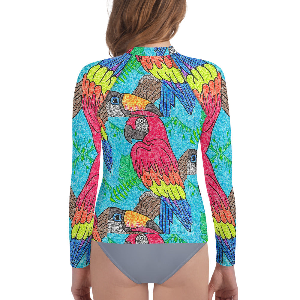 Parrot Maze Youth Rash Guard