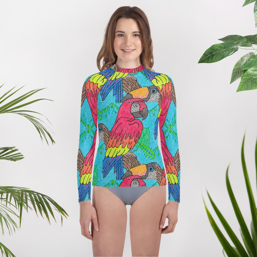 Parrot Maze Youth Rash Guard