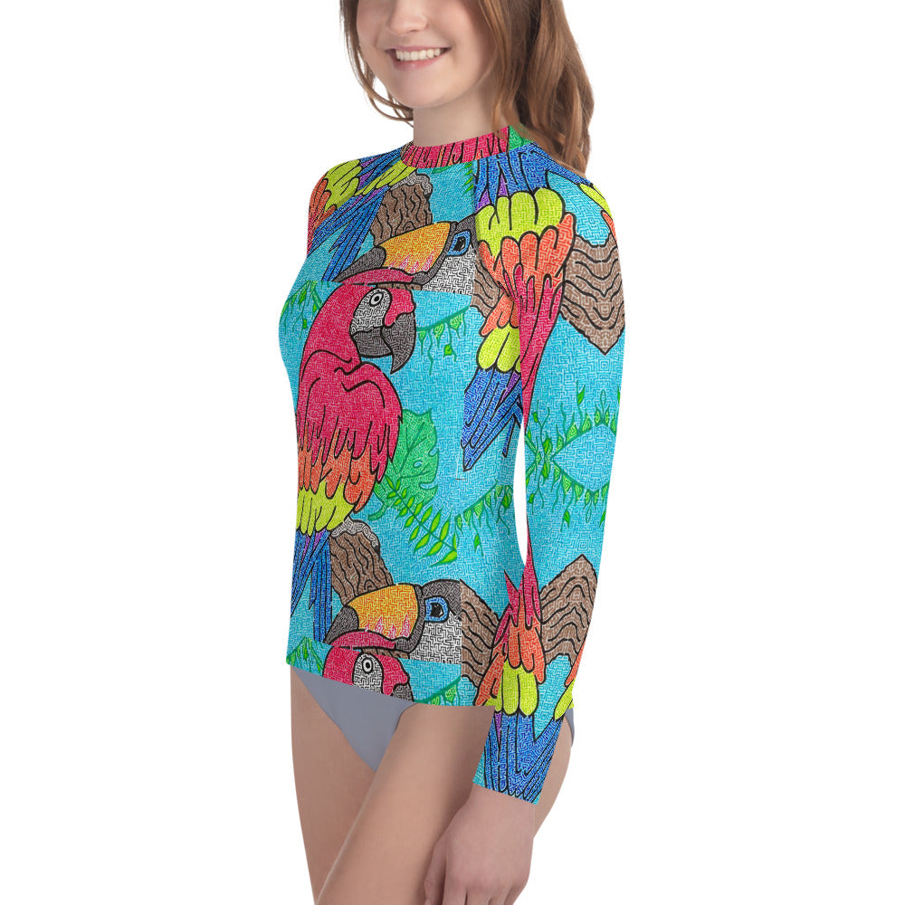 Parrot Maze Youth Rash Guard