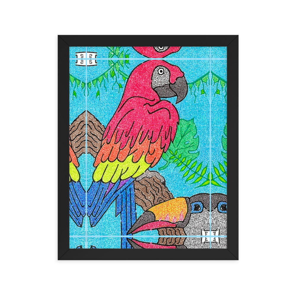 Parrot Maze Framed Poster