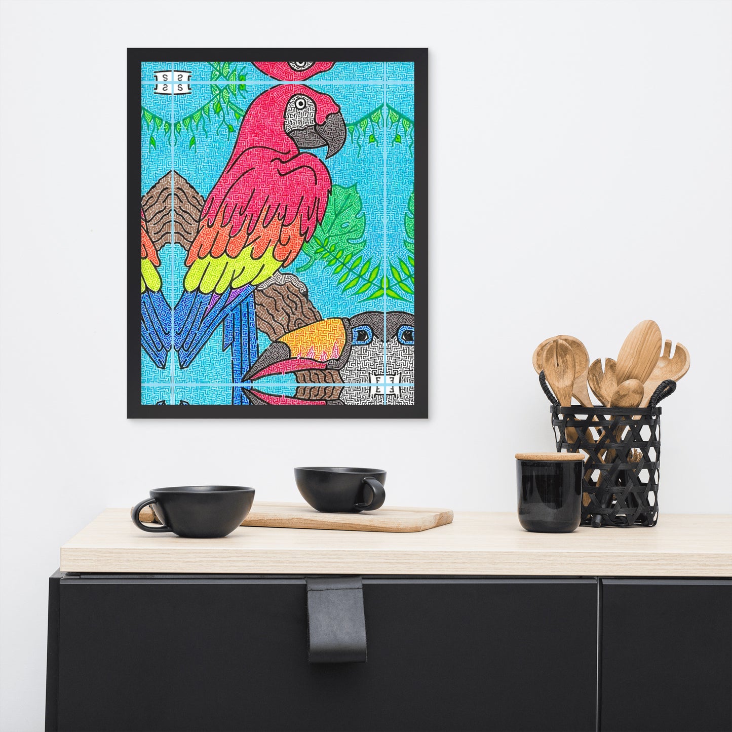 Parrot Maze Framed Poster