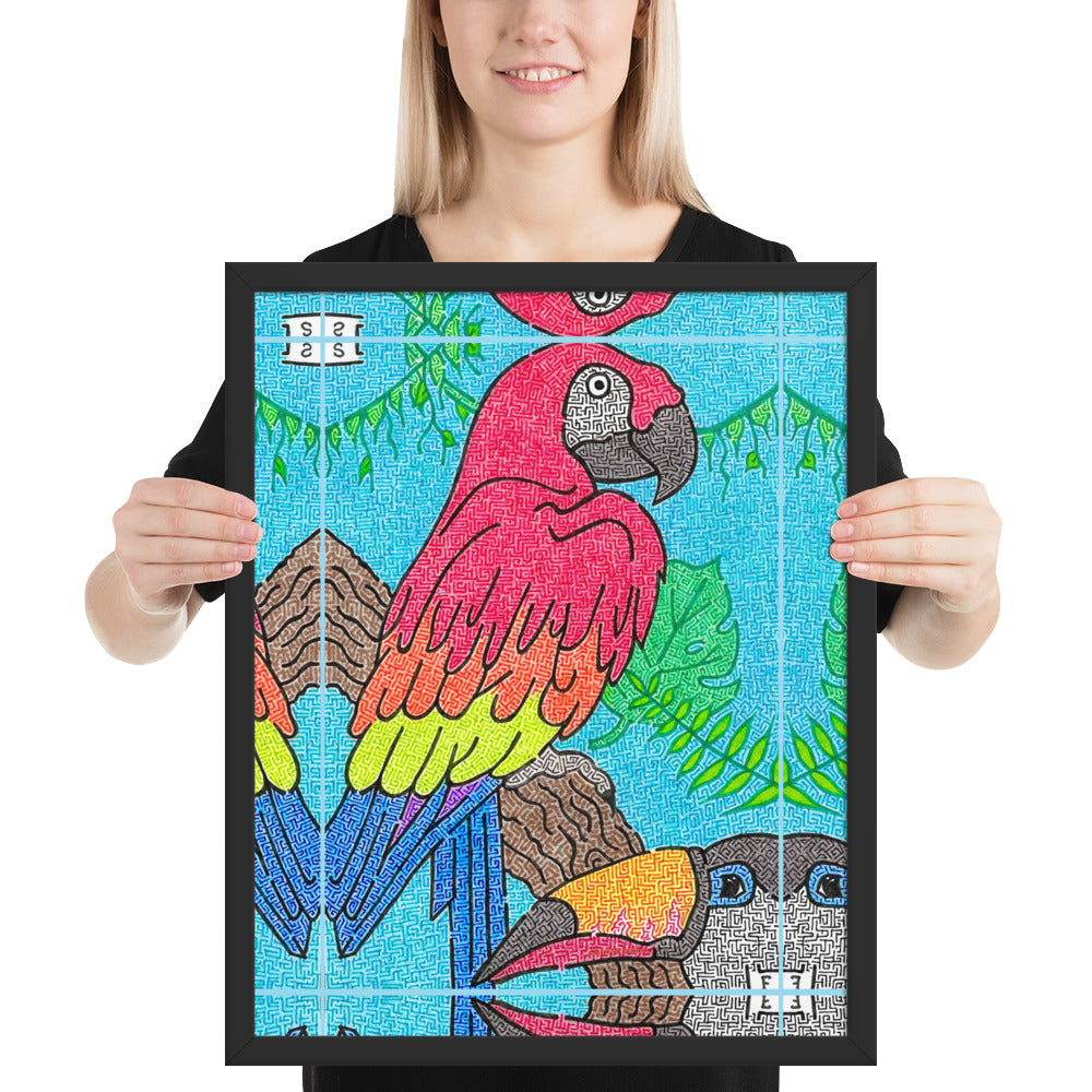 Parrot Maze Framed Poster