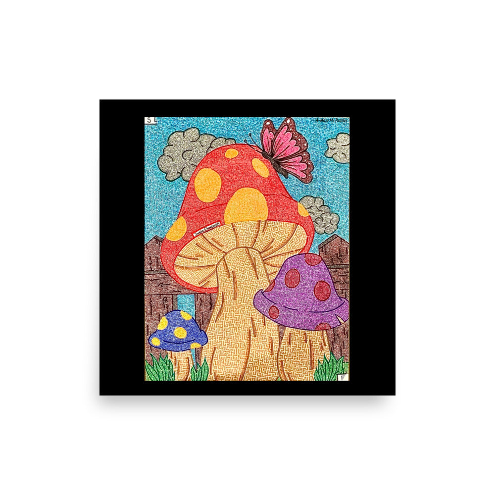 Mushrooms Maze Printed Poster