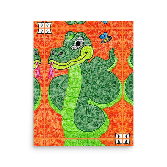 Snake Maze Printed Poster