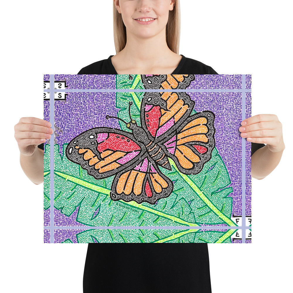 Butterfly Maze Printed Poster