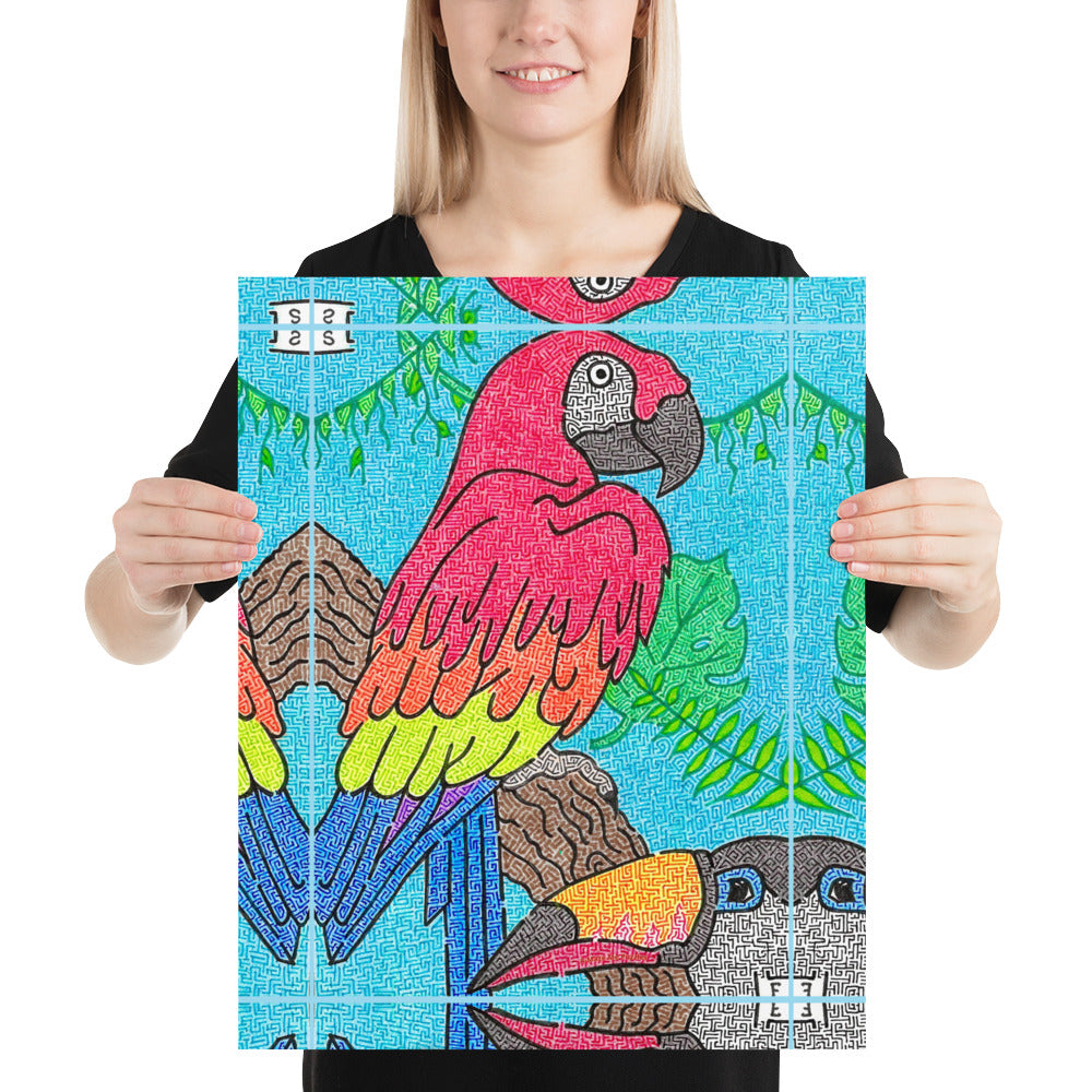 Parrot Maze Printed Poster