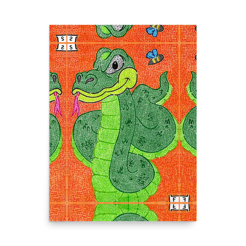 Snake Maze Printed Poster