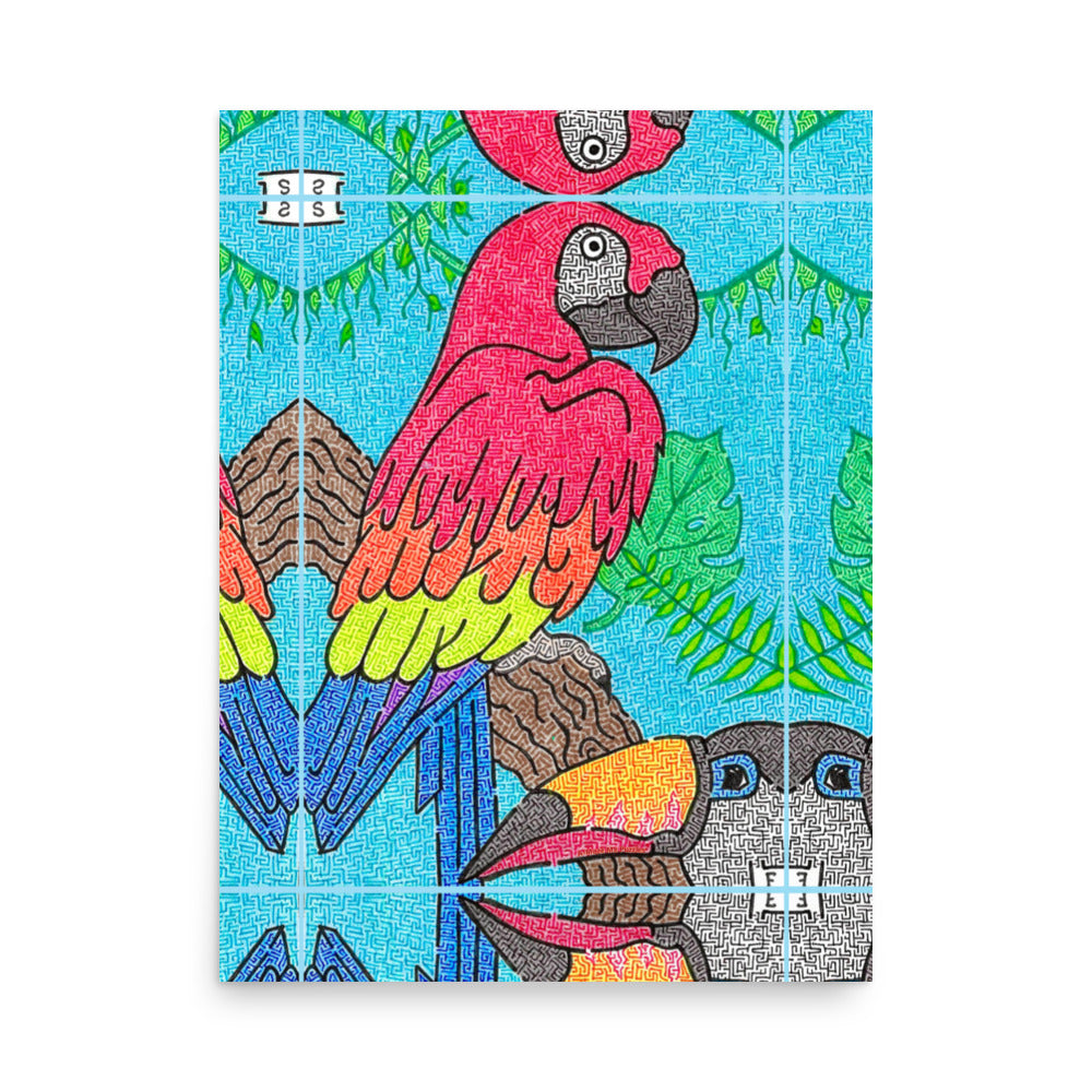 Parrot Maze Printed Poster