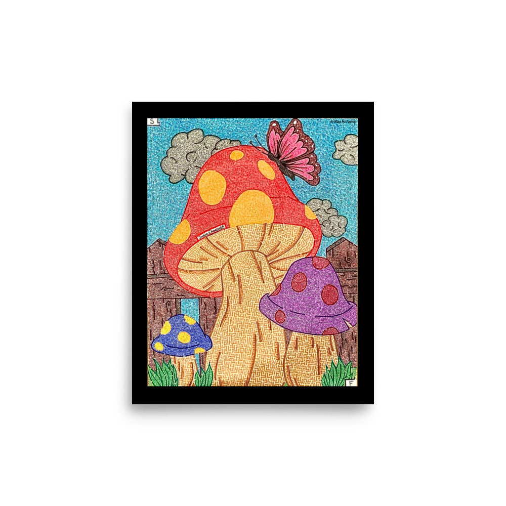 Mushrooms Maze Printed Poster