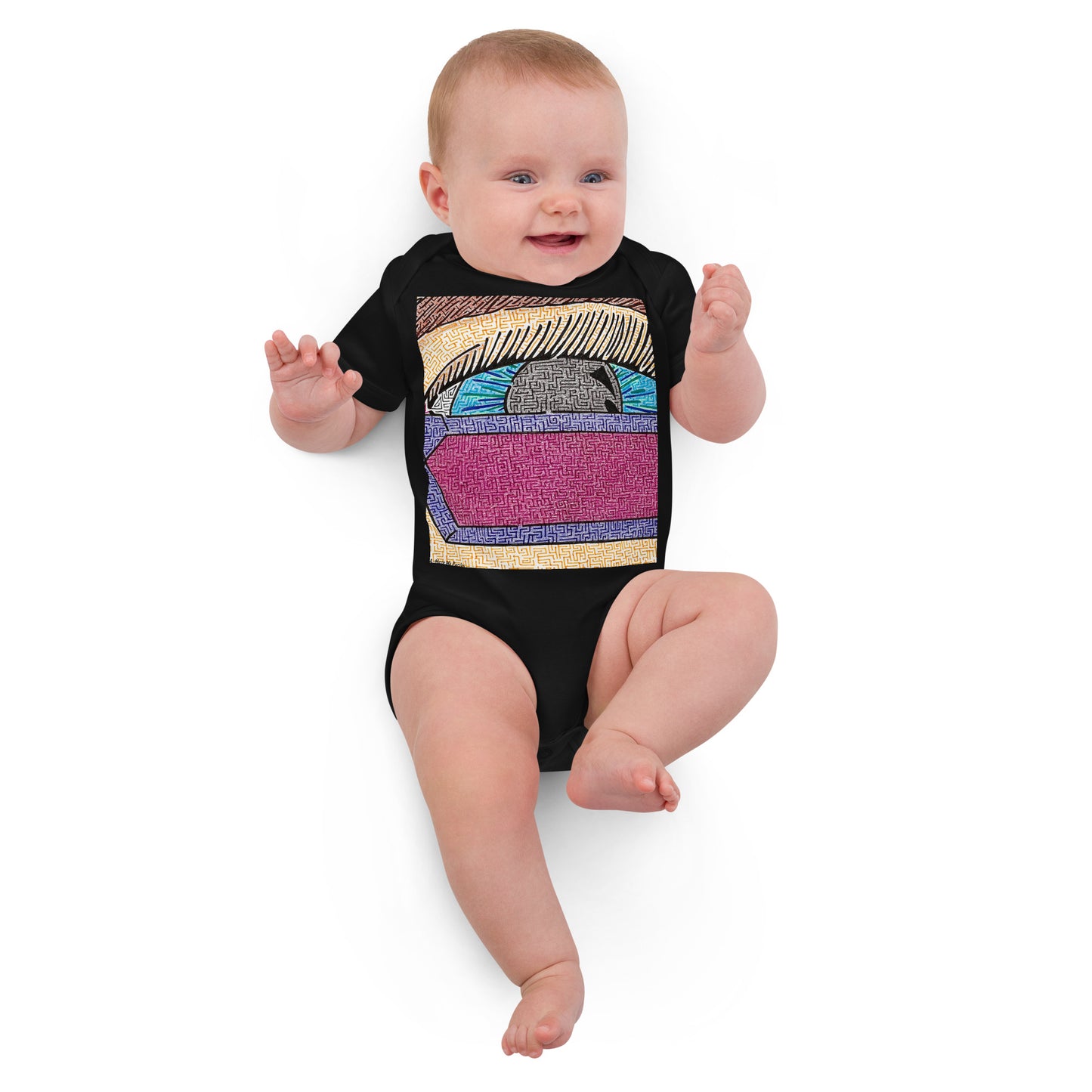 Organic Cotton Eye Pop-Art Maze Baby Bodysuit