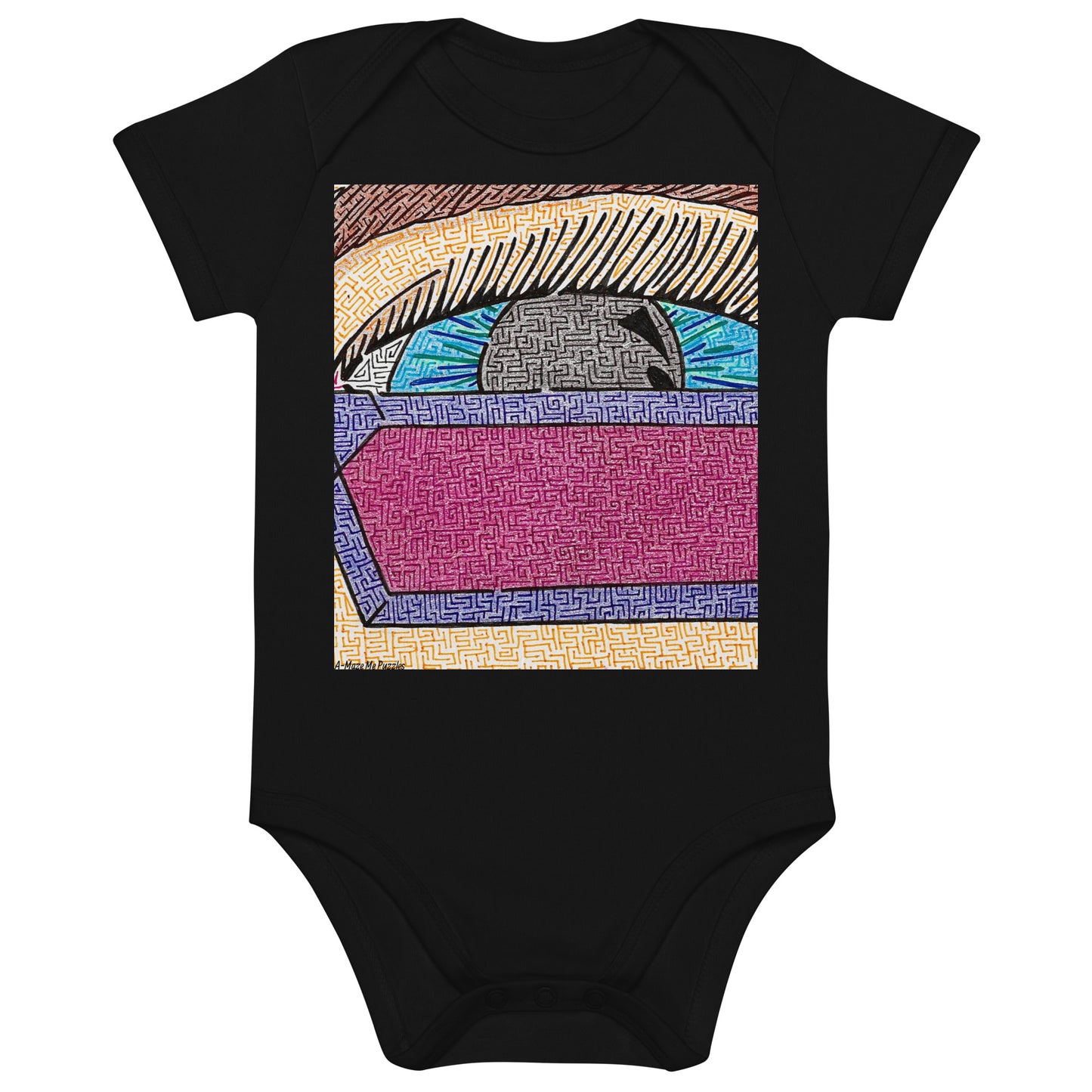 Organic Cotton Eye Pop-Art Maze Baby Bodysuit