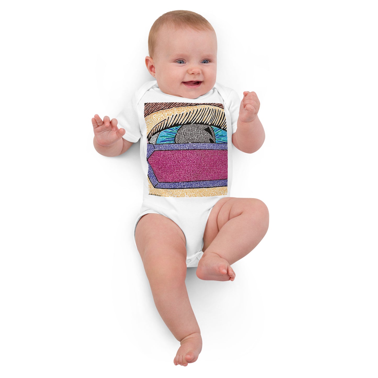 Organic Cotton Eye Pop-Art Maze Baby Bodysuit