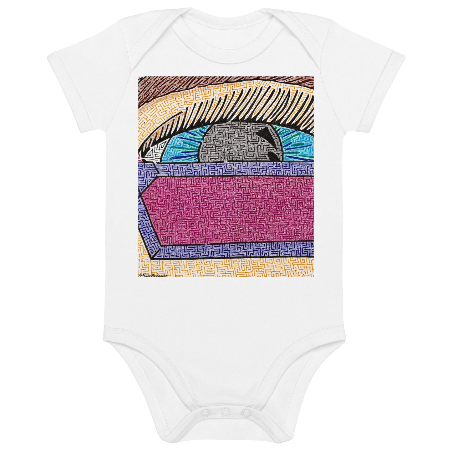 Organic Cotton Eye Pop-Art Maze Baby Bodysuit