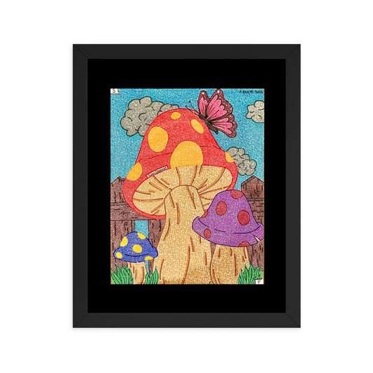 Mushrooms Maze Framed Poster