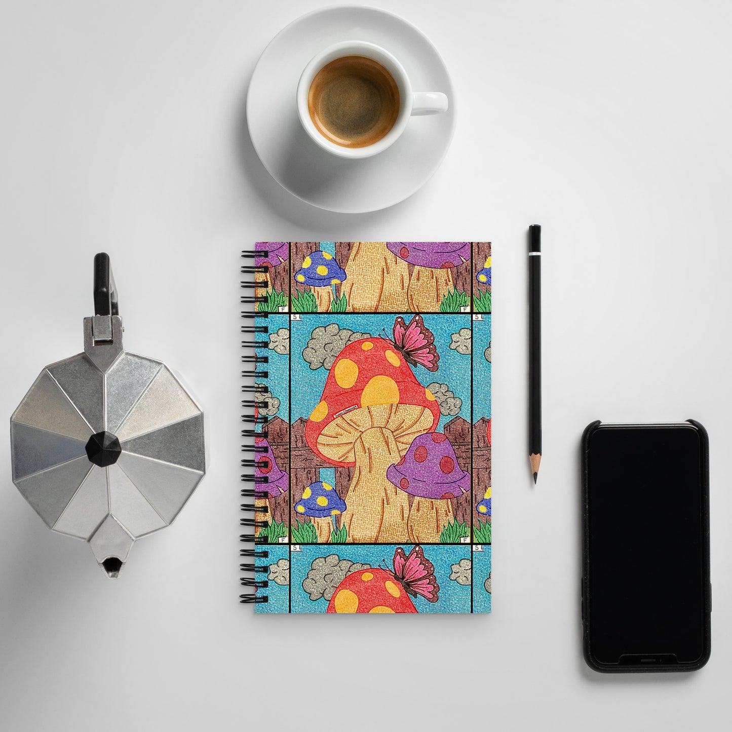 Mushrooms Maze Spiral Notebook