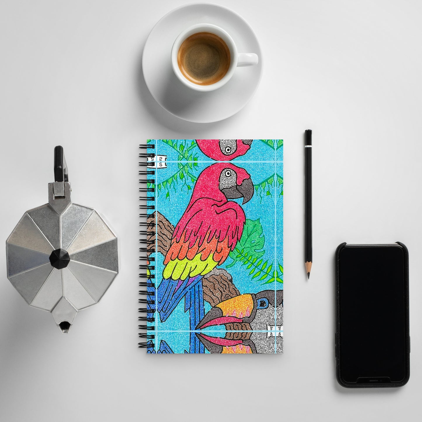 Parrot Maze Spiral Notebook