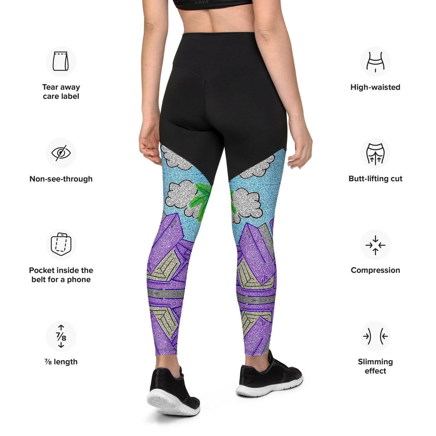 Lamborghini Maze Sports Leggings with Inside Pocket